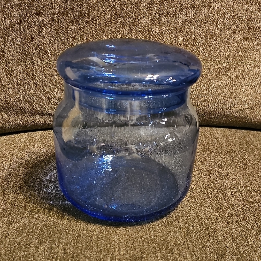 Colbalt Blue Bubble Glass Jar with Domed Lid